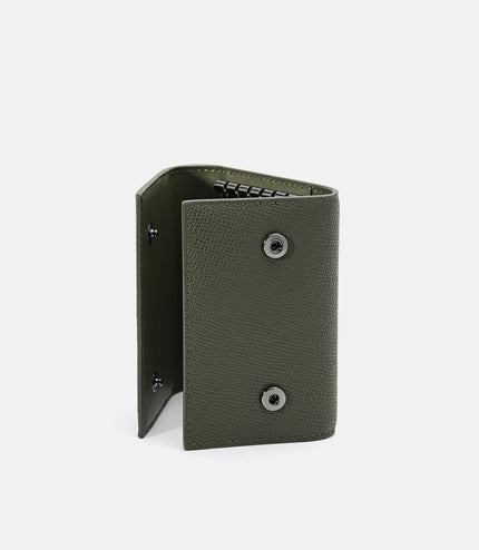 Embossed Leather Key Pouch - Military Green