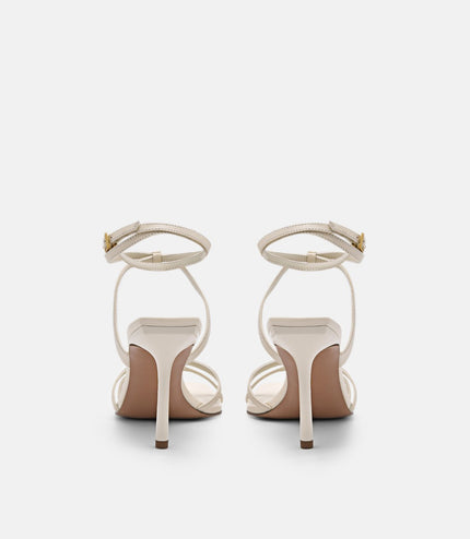 Sofia Leather Heel Sandals - Beige