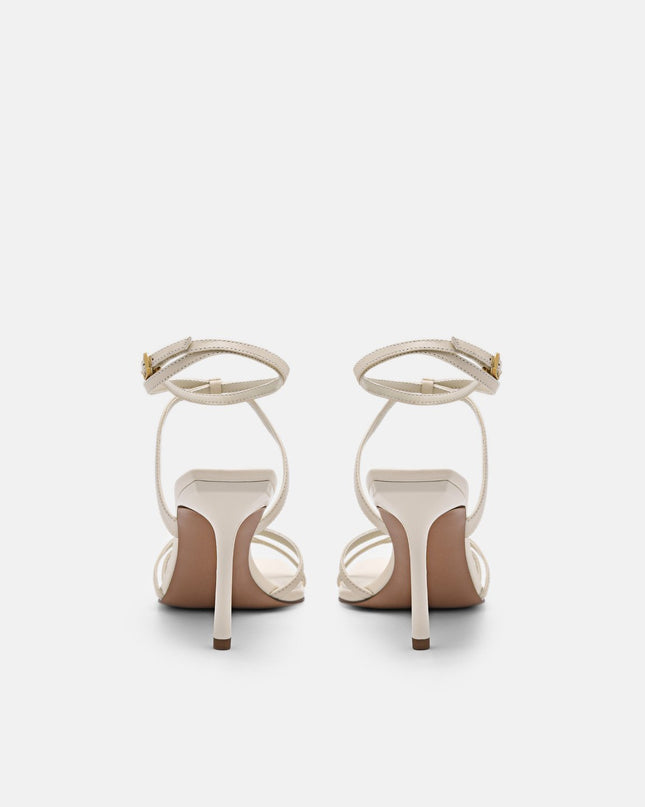 Sofia Leather Heel Sandals - Beige