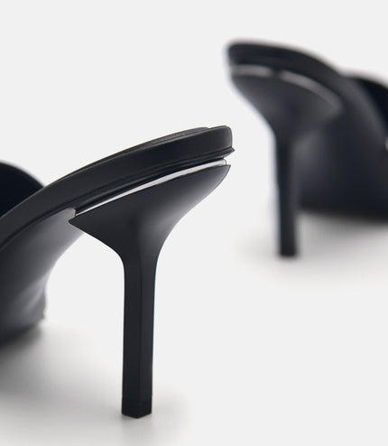 Maria Leather Heel Sandals - Black