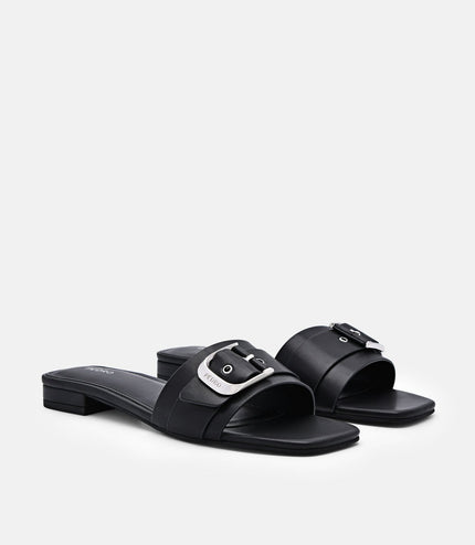 Helix Buckle Sandals - Black