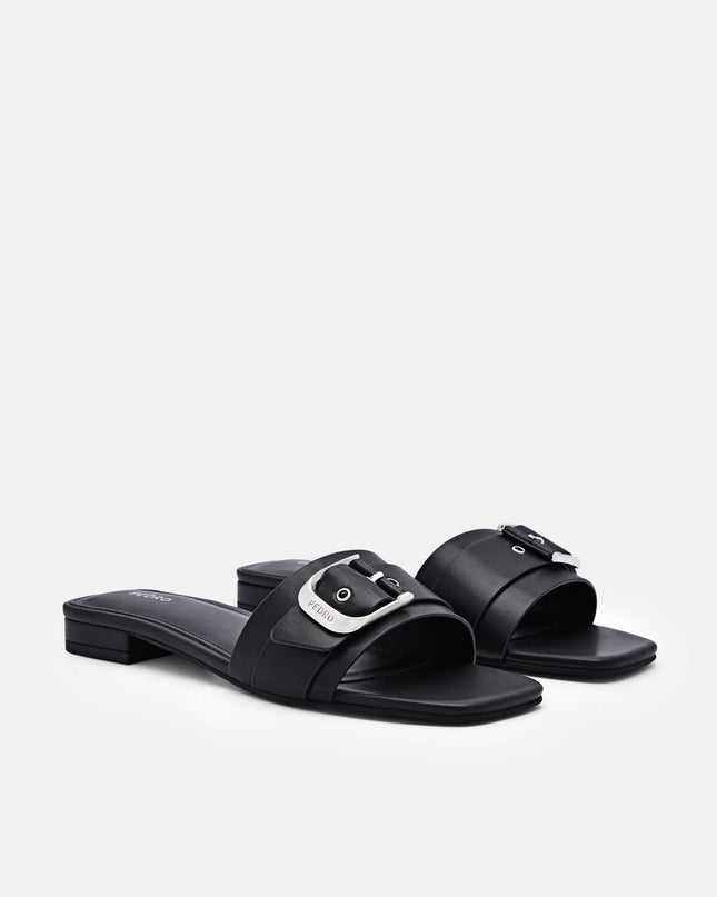 Helix Buckle Sandals - Black