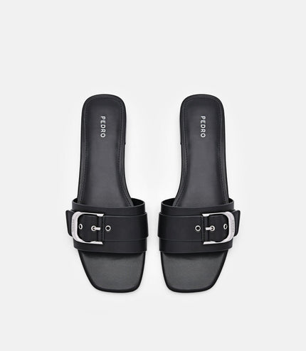 Helix Buckle Sandals - Black