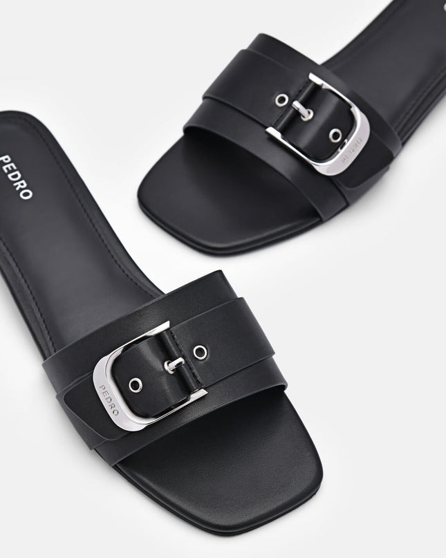 Helix Buckle Sandals - Black