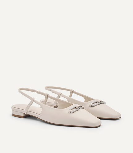 PEDRO Studio Kate Leather Ballerina Flats - Cream