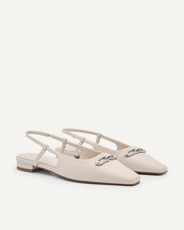 PEDRO Studio Kate Leather Ballerina Flats - Cream