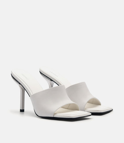 Maria Leather Heel Sandals - White