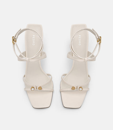 Sofia Leather Heel Sandals - Beige