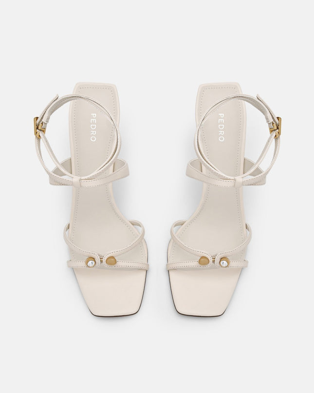 Sofia Leather Heel Sandals - Beige