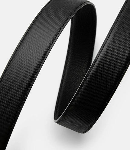 Embossed Leather Reversible Tang Belt - Black