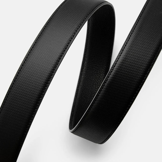 Embossed Leather Reversible Tang Belt - Black