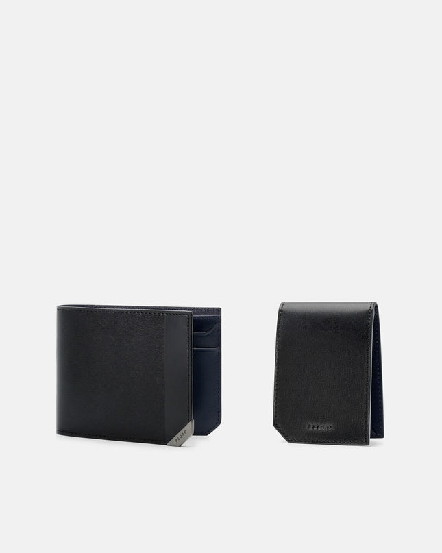 Leather Bi-Fold Wallet- Black
