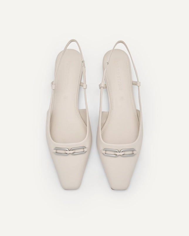 PEDRO Studio Kate Leather Ballerina Flats - Cream