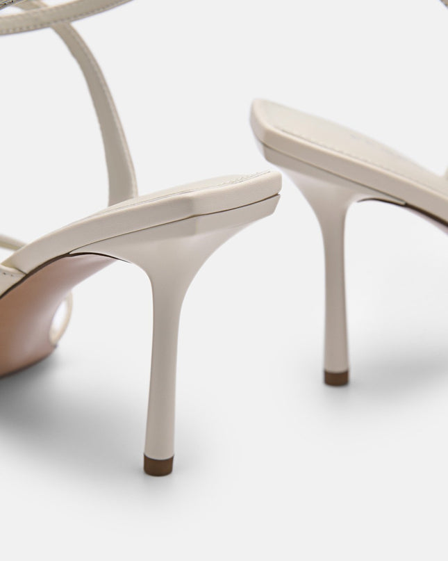Sofia Leather Heel Sandals - Beige