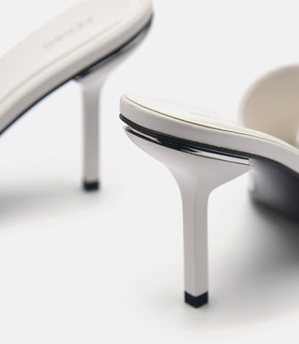 Maria Leather Heel Sandals - White