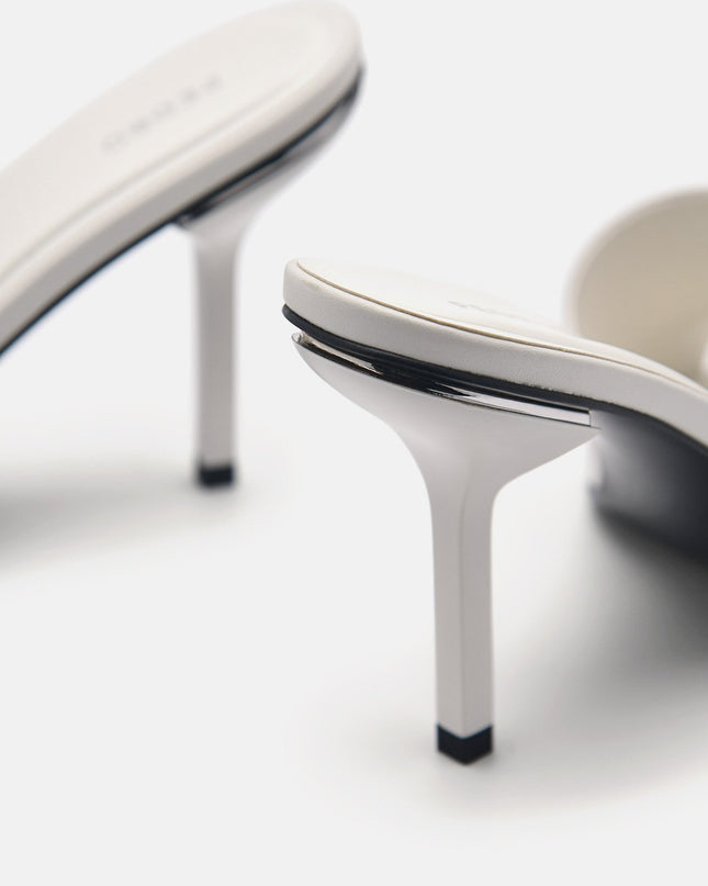 Maria Leather Heel Sandals - White