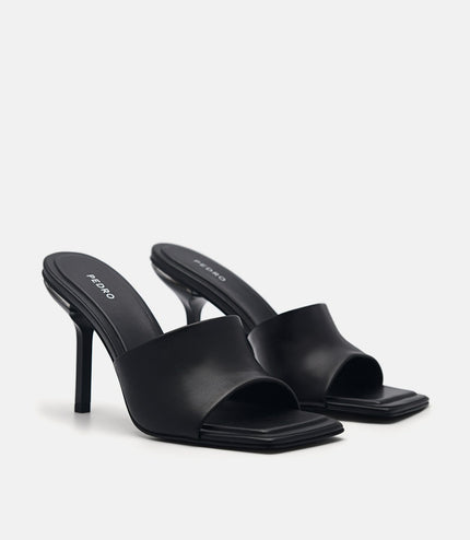 Maria Leather Heel Sandals - Black
