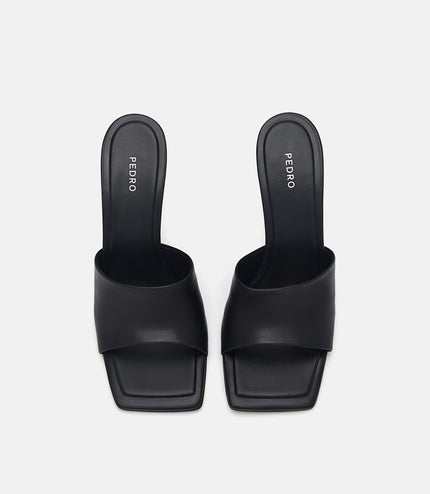 Maria Leather Heel Sandals - Black