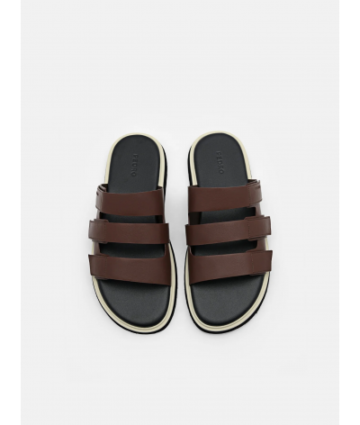 Velcro Slide Sandals - Dark Brown