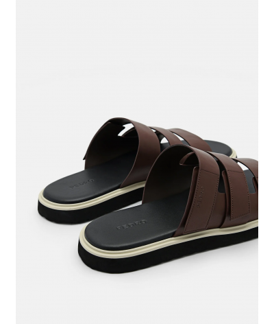 Velcro Slide Sandals - Dark Brown