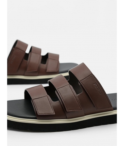 Velcro Slide Sandals - Dark Brown